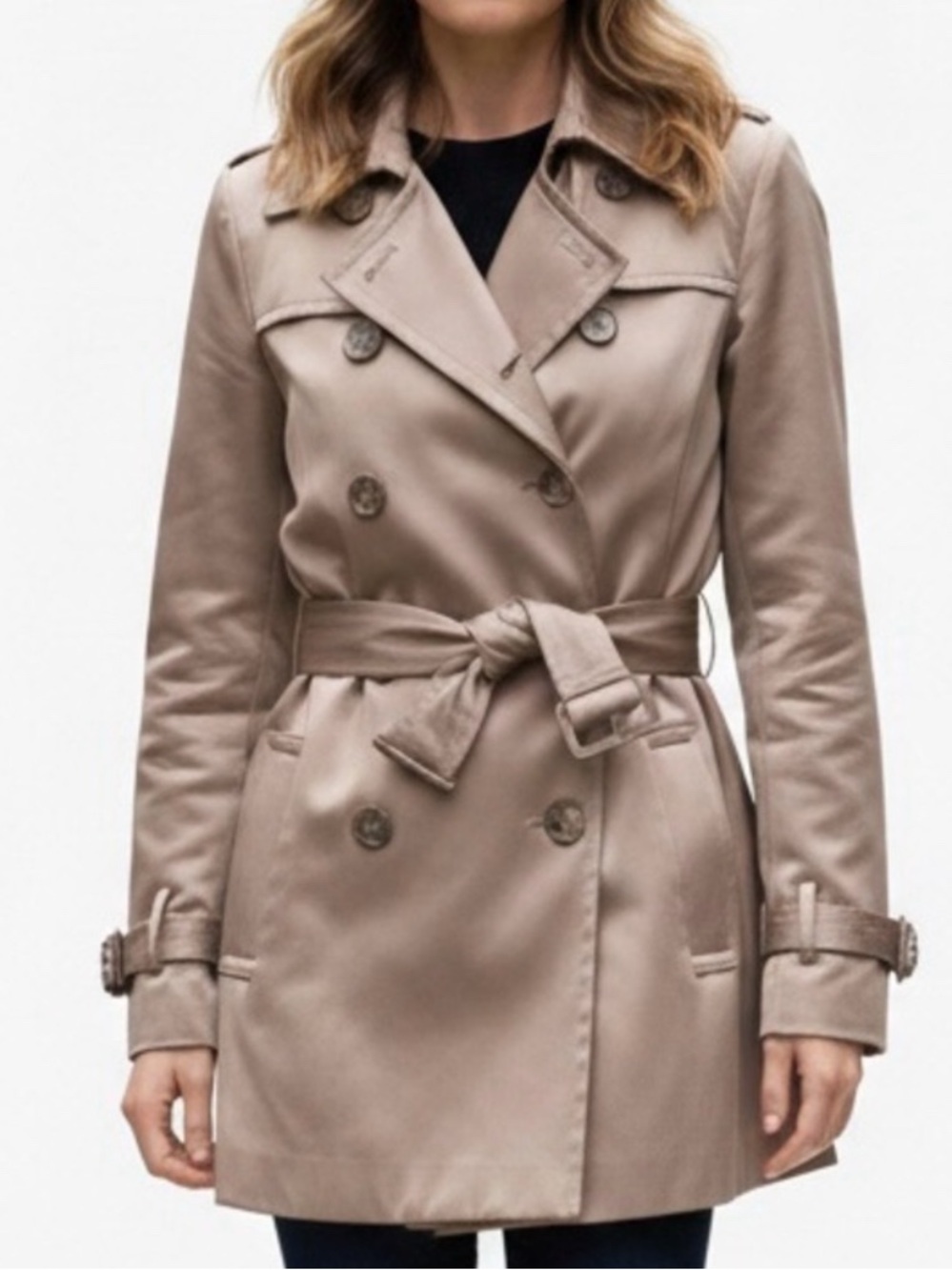 Burton of London Classic Double-Breasted Camel Trench Coat Size 40